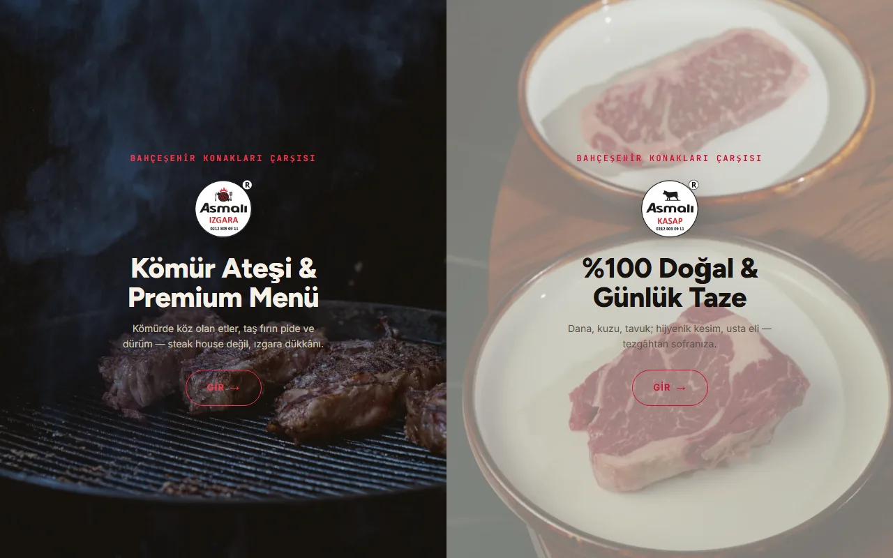 Asmalı Kasap — masaüstü site görünümü