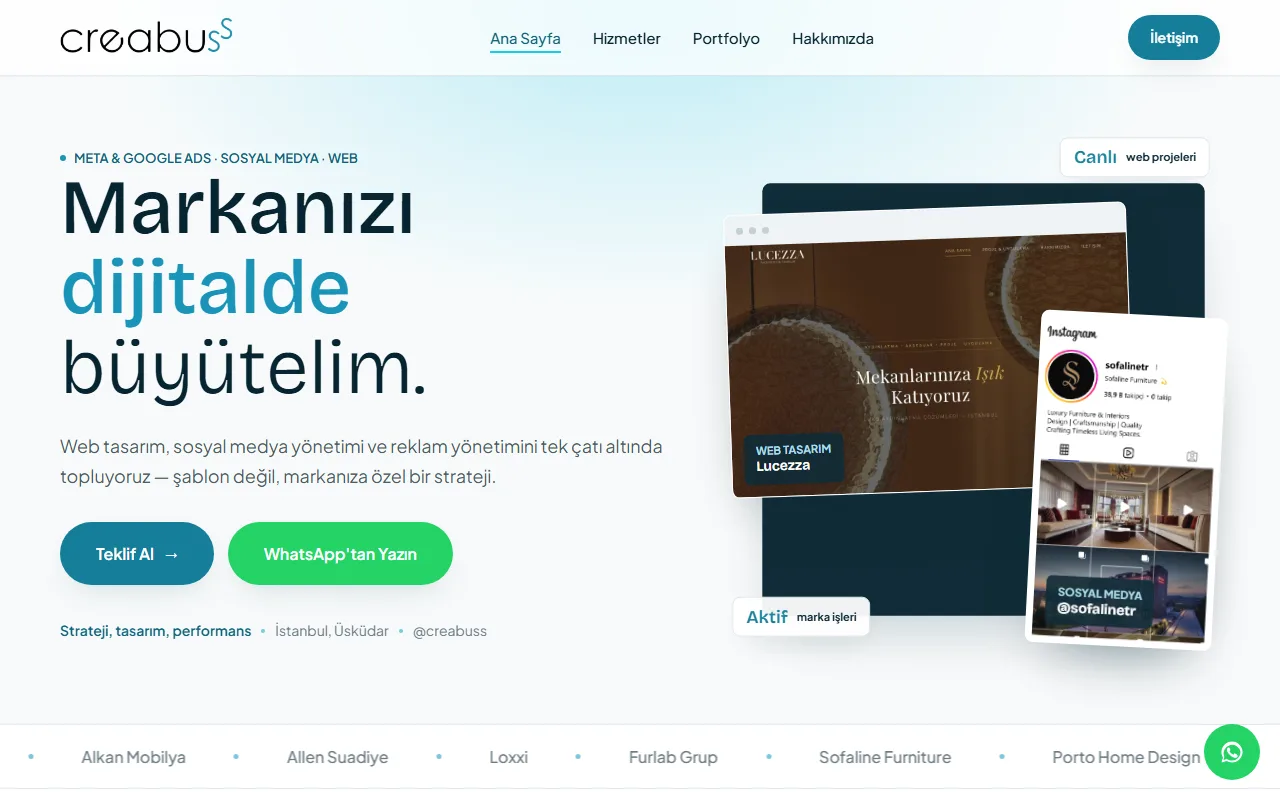Creabuss — masaüstü site görünümü