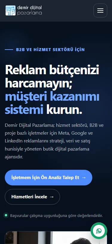 Demir Dijital Pazarlama — mobil site görünümü