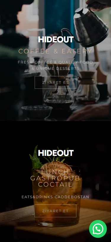 Hideout — mobil site görünümü